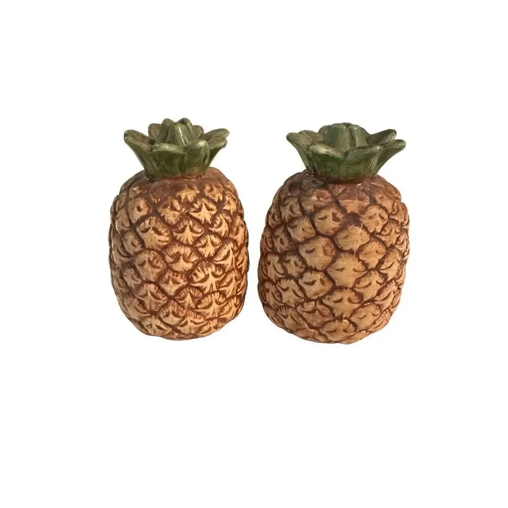 Vintage 80s Otagiri Japan Made Pineapple Salt and Pepper Shaker Set 3” Retro